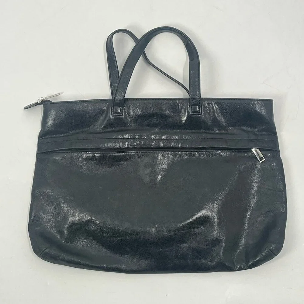 Lodis Black Leather Shoulder Tote Bag Patchwork Hippie Boho Grunge
